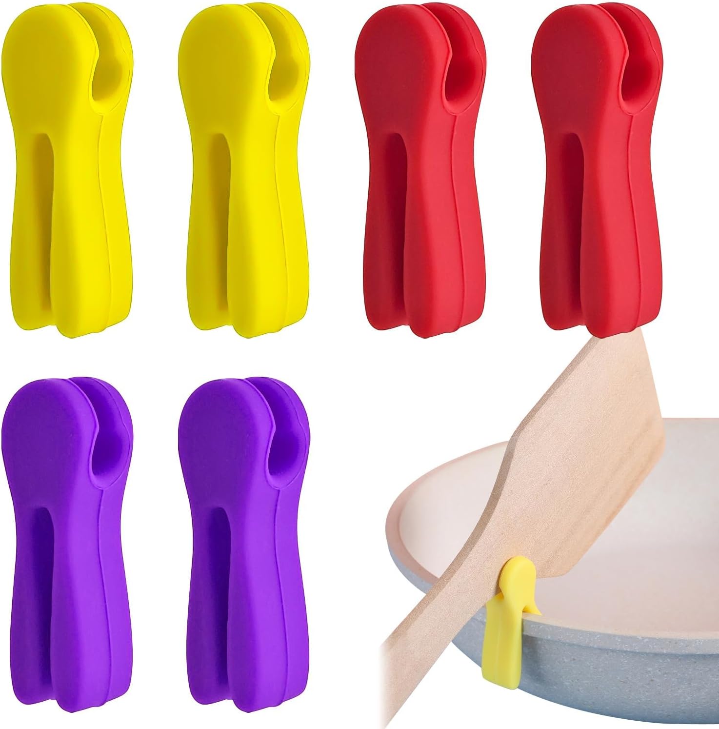 6 Pack Silicone Universal Utensil Pot Clips