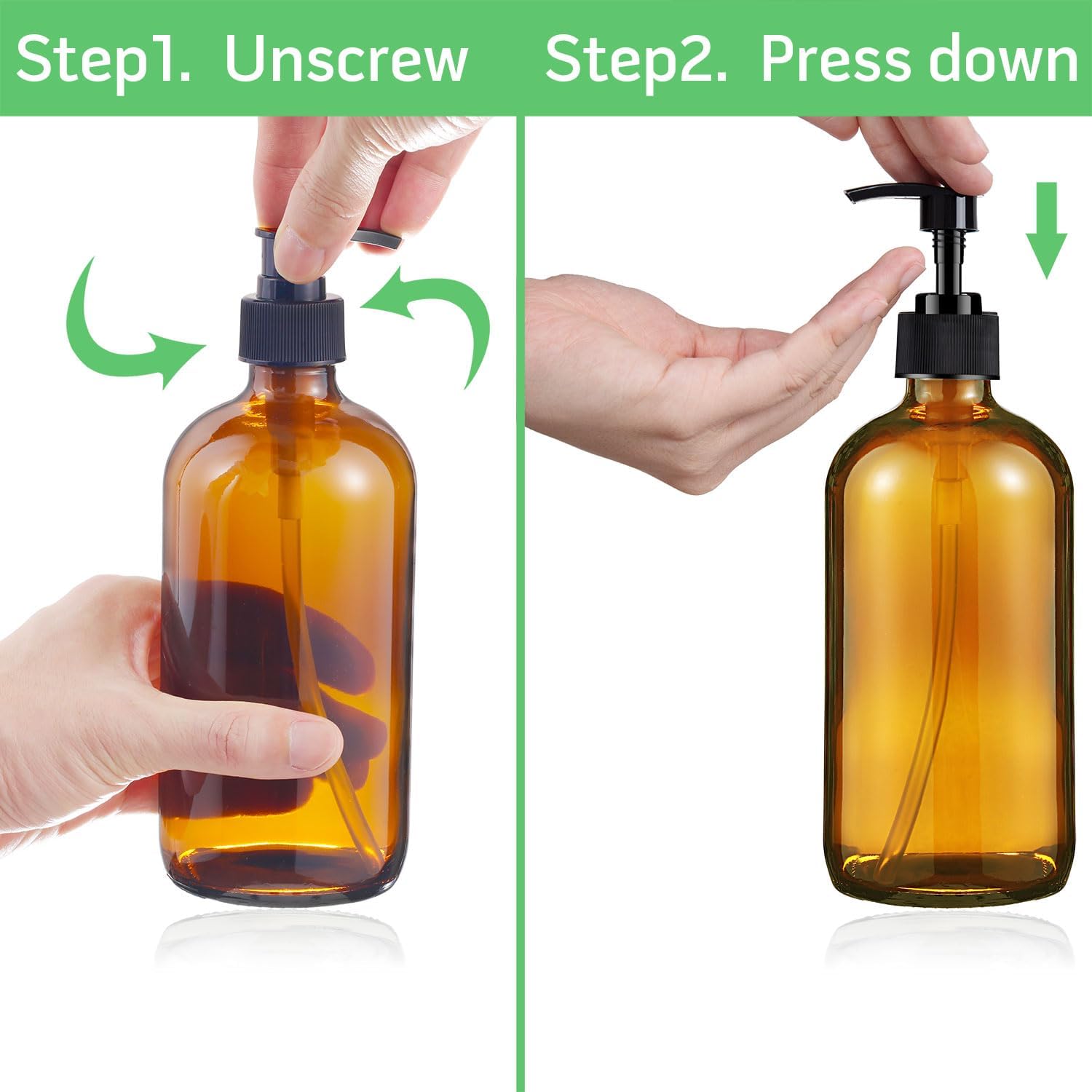 Glass Soap Dispenser 16 Oz - Empty Bottles Set - Image 2