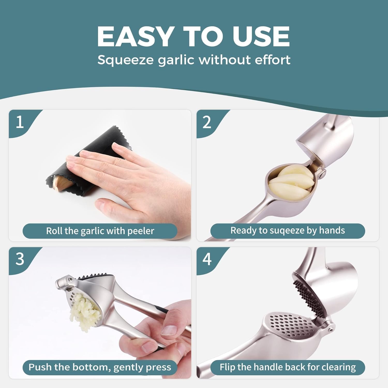 Premium Garlic Mincer with Ergonomic Grip Handle - Image 3