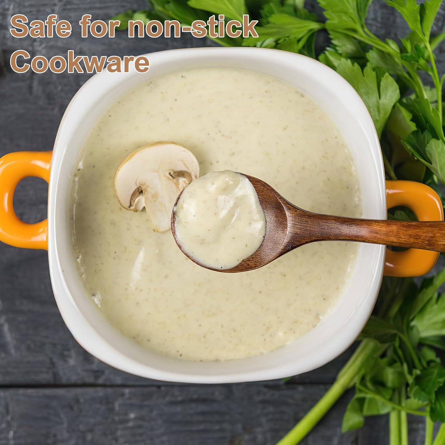 7pcs Wooden Spoons for Cooking, Utensil Set with Hanging Hooks - Image 3