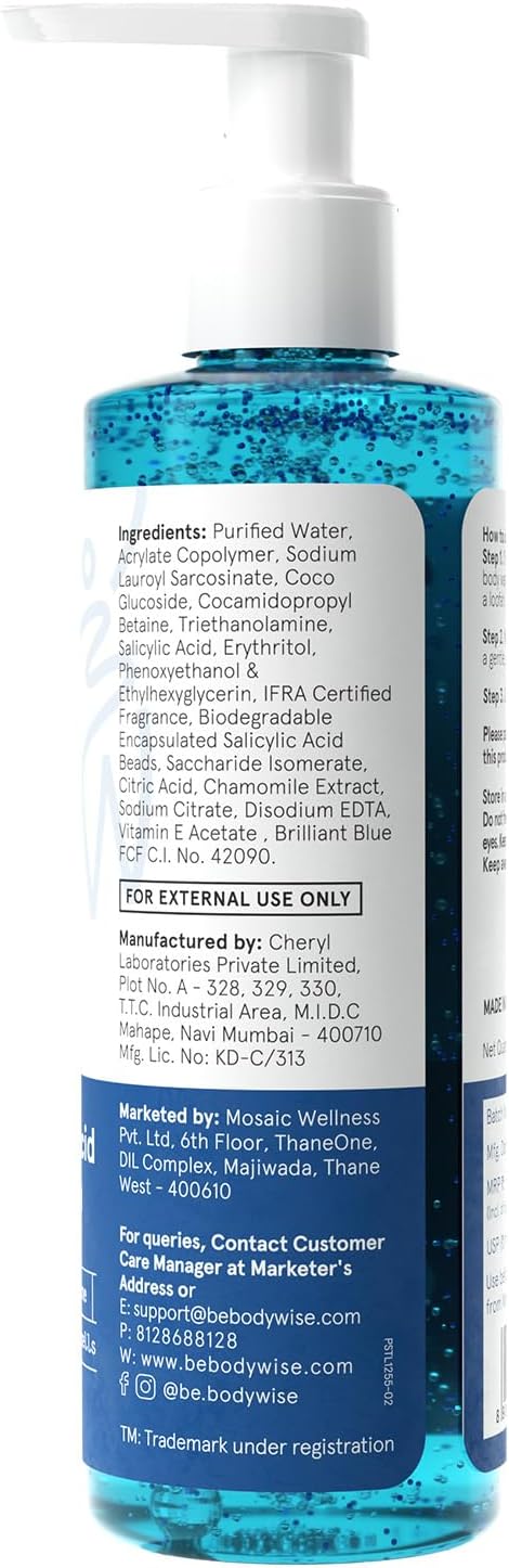Be Bodywise 1% Salicylic Acid Exfoliating Body Wash Shower Gel 250ml - Image 7