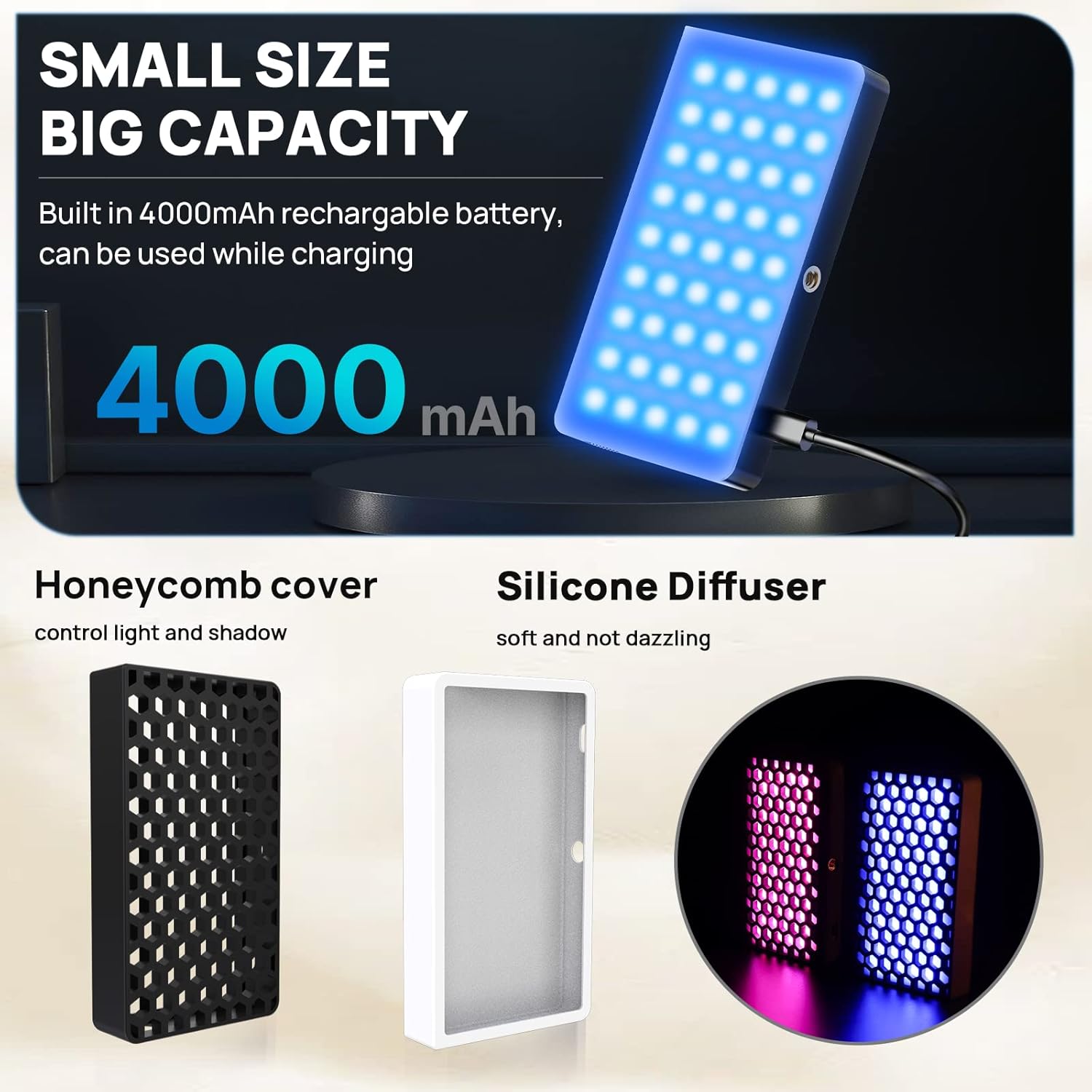 RGB Video Light, Portable RGB Camera Light with 4000mAh Battery - Image 8